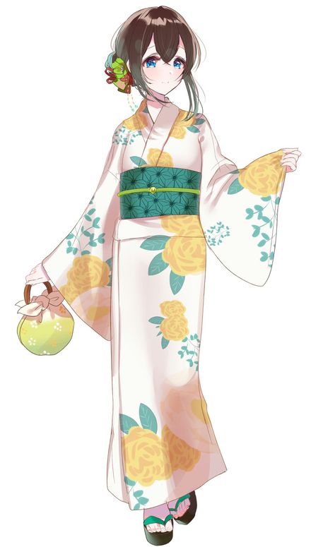 Kimono Outfit Reference, Anime Kimono Drawing, Anime Kimono Outfit, Kimono Cartoon, Chibi Kimono, Kimono Pose, Kimono Reference, Kimono Drawing, Yukata Women