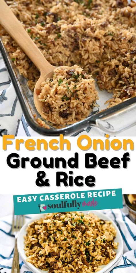 Orzo Casserole Ground Beef, Ground Beef Recipes And Rice, Large Cheap Meals, Easy Fun Meals For Dinner, Last Minute Meals Quick, Ground Beef Potluck Dishes, Soup With Ground Beef And Rice, Easy Receipts For Dinner, Easy Meals With Ground Beef And Rice