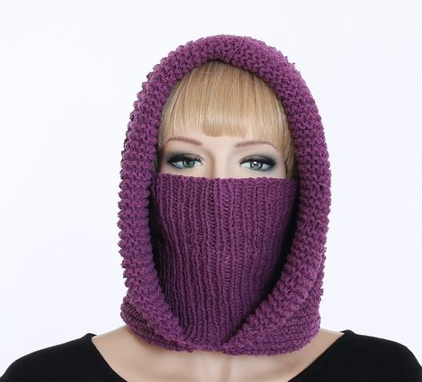 Knitted Ski Mask, Knitting Patterns Cocoon, Turtleneck Hoodie, Hood Scarf, Sweater And Jeans, Hooded Cowl, Hoodie Pattern, Crochet Winter, Hooded Scarf