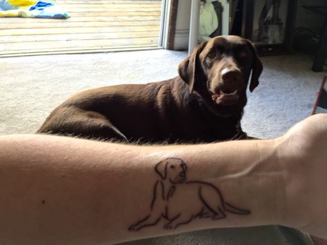 Labrador Retriever Tattoo Ideas, Labrador Tattoos, Lab Tatoos, Minimal Dog Tattoo Labrador, Dog Tattoo Ideas Labrador, Lab Outline Tattoo, Dog Tattoo Labrador, Chocolate Lab Tattoo, Lab Memorial Tattoo