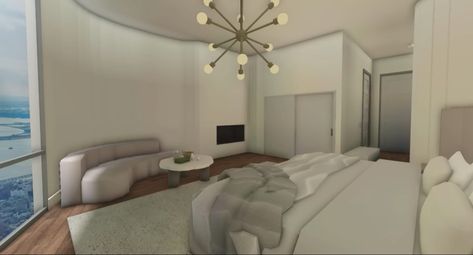 Bloxburg Apartment Reception, Modern Bloxburg Master Room, Modern Bedroom Interior Bloxburg, Bloxburg Apartment Bedroom, Roblox Bloxburg Parent Bedroom Ideas, Bloxburg Modern House Interior, Modern Master Bed Bedroom Bloxburg, Blocksburg Master Room Ideas, Bloxburg Apartment