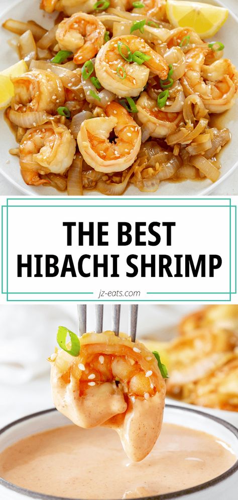 Teppanyaki Shrimp Recipe, Shrimp With Yum Yum Sauce, Hibachi Style Shrimp, Japanese Food Dinner Easy Recipes, Hibachi Shrimp Marinade, Habatchi Shrimp Recipe, Yum Yum Shrimp Recipe, Hibachi Scallops Recipe, Hibachi Recipes Shrimp