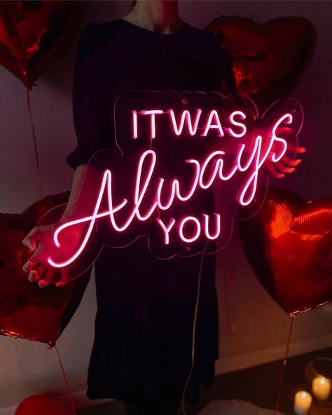 IT WAS ALWAYS YOU sign we create for your special celebrations! This neon sign you can choose: 🎁 as decor or gift for any occasion - wedding, engagement, birthday, valentines day and many others ❤️ to create your own vibe for proposal, couples date  🎉 to bring more light and style to your party  😎 to make a statement and design the mood in any space, photo zone CelebrateWithUs neon signs will bring you unforgettable impressions😍 ♥ ITEM DETAILS: Signs are made from long-lasting, durable and e Couples Shower Sign, Unique Wedding Signs, Wedding Wall Decorations, Wedding Neon Sign, Engagement Party Decorations, Neon Design, Romantic Photos, Neon Wedding, Couple Shower