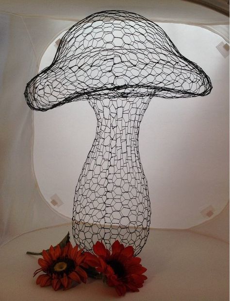 Mid size Mushroom Topiary Frame | Etsy Sculptures Sur Fil, Chicken Wire Sculpture, Chicken Wire Art, Chicken Wire Crafts, Stairs Renovation, Mushroom Crafts, Wire Art Sculpture, Deco Nature, Lake Elsinore