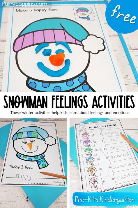 Snowman Feelings Activities for Winter - Fairy Poppins Winter Emotions Activities, December Social Emotional Activities, Winter Sel Activities For Kids, Winter Special Education Activities, Preschool Winter Activities, Winter Preschool Activities, Identify Emotions, Snowman Activities, January Preschool