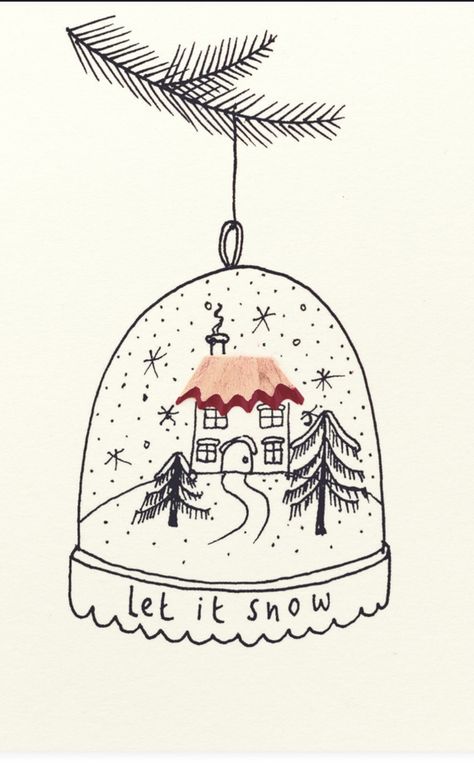 Snow Globe Drawing Ideas, Snowglobe Doodle, Snowglobe Drawing, Snow Globe Drawing, Christmas Envelope Art, Easy Snow Globes, Globe Drawing, Winter Snow Globe, Bday Stuff