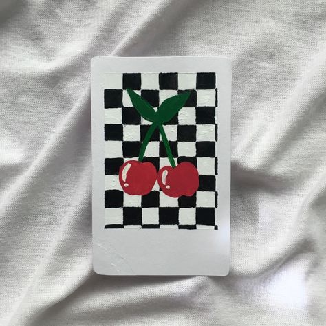 🍒 Feel free to use as reference! Don't steal photo. If you want the picture to post, please credit me! ;) IG: @yesulbyhannah Credit Card Painting Ideas, Card Painting Aesthetic, Things To Paint On Playing Cards, Aesthetic Deck Of Cards, Painting Deck Of Cards Ideas, Painting Cards Deck Ideas, Card Deck Painting, Painting On A Deck Of Cards, Card Painting Ideas Acrylic