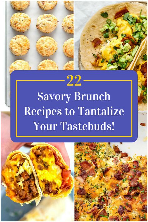 Collage of 4 savory brunch recipes. Savory Brunch Recipes, Savory Brunch, Weekend Brunch Recipes, Christmas Brunch Recipes, Fall Brunch, Summer Brunch, Easy Brunch, Brunch Menu, Savory Breakfast