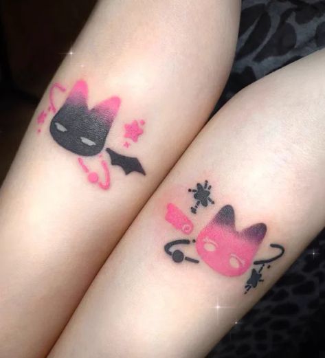 Matching Cat Tattoos, Maching Tattoos, Matching Cat, Matching Friend Tattoos, Cute Matching Tattoos, Tattoos Infinity, Funky Tattoos, Tattoos Mandala, Perfect Tattoo