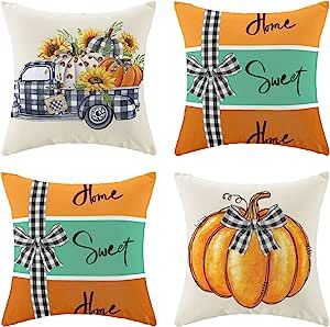 Thanksgiving Pillows, Fall Throw Pillows, Fall Pillow Cover, Country Style Decor, Couch Set, Sofa Bench, Fall Pillows, Thanksgiving Decor, Checkered Pattern