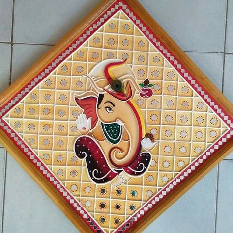 Ganesha In Lippan Art, Ganapati Lippan Art, Lippan Art Ganesha Square, Ganesh Ji Lippan Art, Ganpati Lippan Art, Lip Pan Art, Ganesh Lippan Art, Lippan Art Ganesha, Flower Wall Hanging Decor