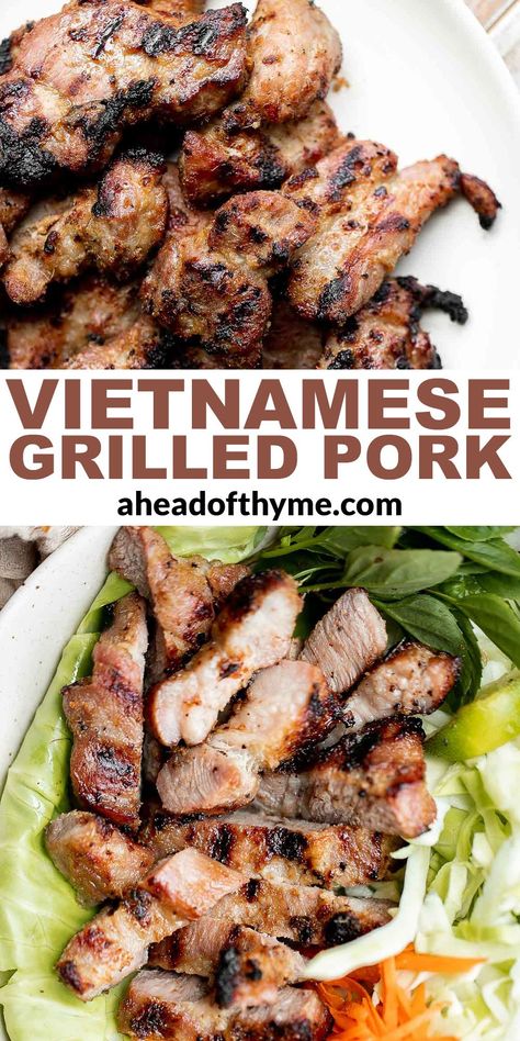 Asian Marinade For Pork, Thit Nuong Recipe, Pork Salad Recipes, Vietnamese Pork Chops, Pork Marinade Recipes, Vietnamese Grilled Pork, Bbq Pork Sandwiches, Summer Grill, Vietnamese Pork