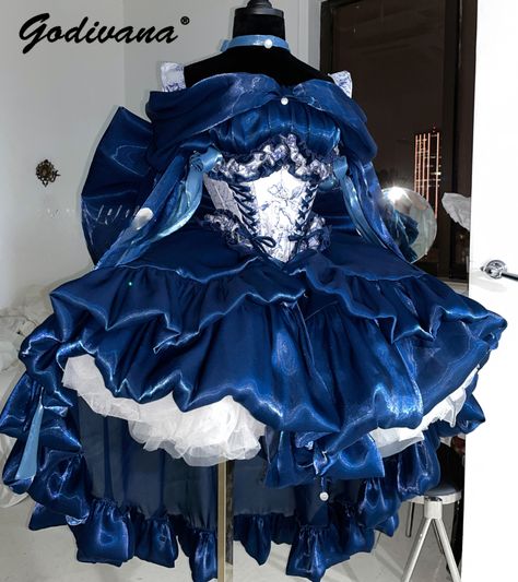 Sparkly Blue Outfit, Blue Outfit Dress, Dark Blue Dress Outfit, Pink Uggs With Bows, Blue Fairy Dress, Dresses Fairy, Dark Blue Fashion, Fair Outfits, Girls Blue Dress