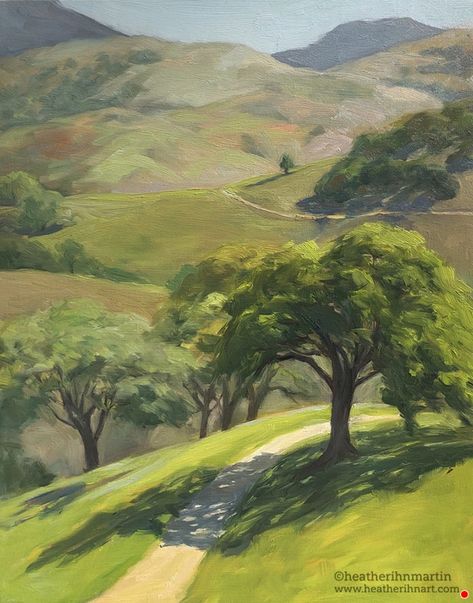 Scene Art Reference, Lotr Paintings, Hill Painting, Heather Martin, Nz Landscape, California Painting, California Hills, San Joaquin Valley, Small Landscape