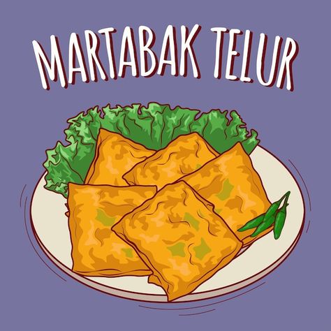 Martabak telur illustration indonesian f... | Premium Vector #Freepik #vector #martabak #indonesian-food #indonesia-food #meal Market Snacks, Dessert Packaging, Food Cartoon, Design Posters, Indonesian Food, Logo Design Trends, Cartoon Style, Graphic Design Posters, Delicious Food