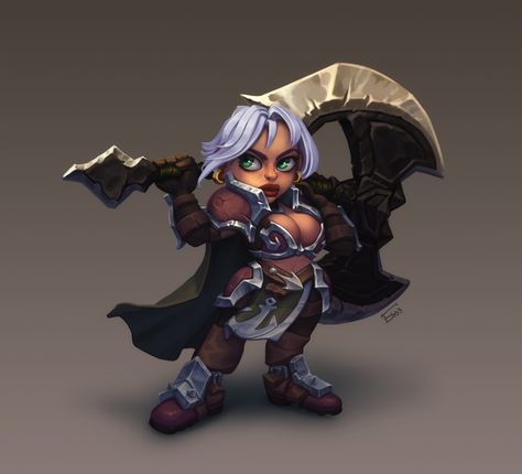 ArtStation - Gnome warrior, Sergiy Z. Goblin Character Design, Gnome Female, Female Gnome, Fantasy Ideas, Chibi Characters, Dungeons And Dragons Characters, Warrior Girl, Game Character Design, Fantasy Rpg