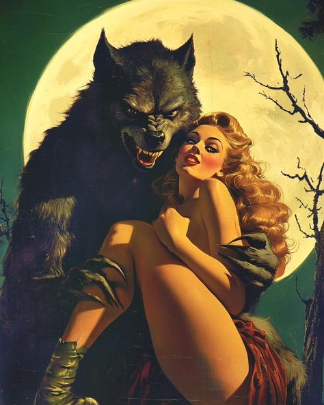 #creatures #aliens #extraterrestrials #werewolf #werewolves #wolf #howlatthemoon #vcandrews #bookcover #novelart #bookcover #weirdart #slash Pulp Art Romance, Pulp Art Wallpaper, Horror Vibes, Moon Madness, Horror Humor, Art Romance, Art Blending, Unique Digital Art, Dark Vibes