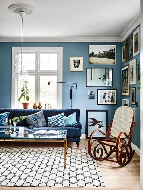 8 cool ideas for blue living room ideas (from tranquil to vibrant) | Advice & Inspiration | Furniture And Choice Blue Walls Living Room, Blue Wall Colors, Furnitur Ruang Keluarga, Light Blue Walls, Blue Living Room Decor, Decor Ikea, Set Sofa, Living Room Color Schemes, Room Color Schemes