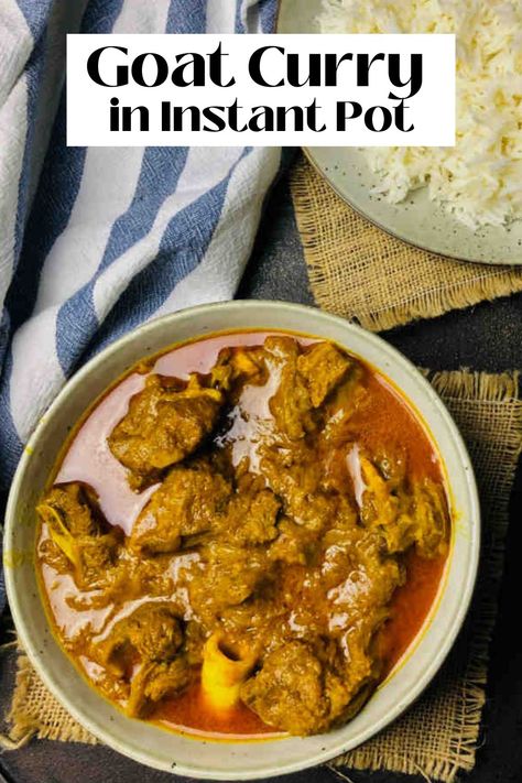 Enjoy the rich flavors of tender goat meat and aromatic spices in this Instant Pot goat curry recipe. With the convenience of the Instant Pot, preparing this Indian goat curry becomes effortless and time-saving. Also known as mutton curry, my recipe takes a simplified approach with minimal spices, allowing the natural flavors of the meat to shine through. With its simplicity and robust flavors, this goat curry is the perfect choice if you are seeking a satisfying bowl of comfort food. Indian Instant Pot, Chicken Curry Recipes, Quick Chicken Curry, Instant Pot Indian, Indian Chicken Curry Recipe, Indian Chicken Curry, Pot Recipes Healthy, Delicious Family Meals, Pressure Cooker Chicken