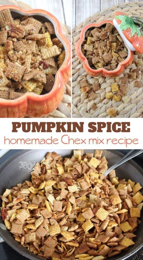 This Pumpkin Spice Chex Mix Snack Recipe is a super easy, and lower calorie, treat or snack option with the delicious taste of Fall. Kids will love it! Pumpkin Spice Chex Mix Recipe, Pumpkin Spice Snack, Homemade Chex Mix Recipe, Chex Snack Mix, Cinnamon Chex, Homemade Chex Mix, Chex Mix Recipe, Banana Split Dessert, Chex Mix Recipes