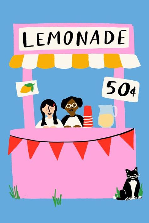 Stand Illustration, Block Party Games, Block Party Invitations, Lemonade Party, Paperless Post, Lemonade Stand, Jonathan Adler, Creative Industries, Freelance Illustrator