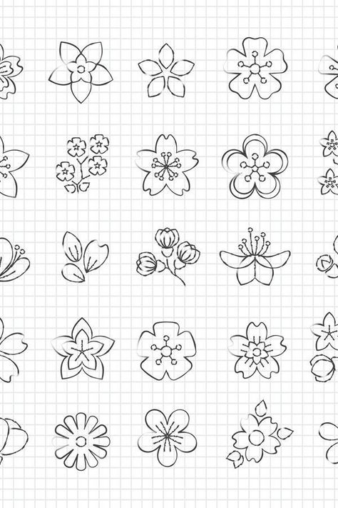 Floral Easy Drawing, Flower Art Drawing Easy, How To Make Drawings Look 3d, Easy Flowers Draw, Small Flowers Design, Small Easy Flowers To Draw, How To Draw Small Flowers, Small Patterns Drawing, Easy Flower To Draw