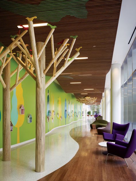 Over the River and Through the Woods: ZGF's Randall Children's Hospital Children Hospital Design, Kindergarten Interior, Healthcare Interior Design, Daycare Design, Kindergarten Design, Children Hospital, Hospital Interior, School Interior, Hospital Interior Design