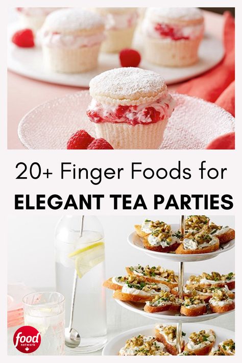 Top photo: berry pastry 
Bottom photo: finger sandwiches Tea Party Food Main Course, Morning Tea Party Food, Spring Tea Party Food, Savory Tea Party Food, Tea Party Finger Foods, Elegant Finger Foods, Tea Party Food Ideas, Buttery Scones, Rv Snacks