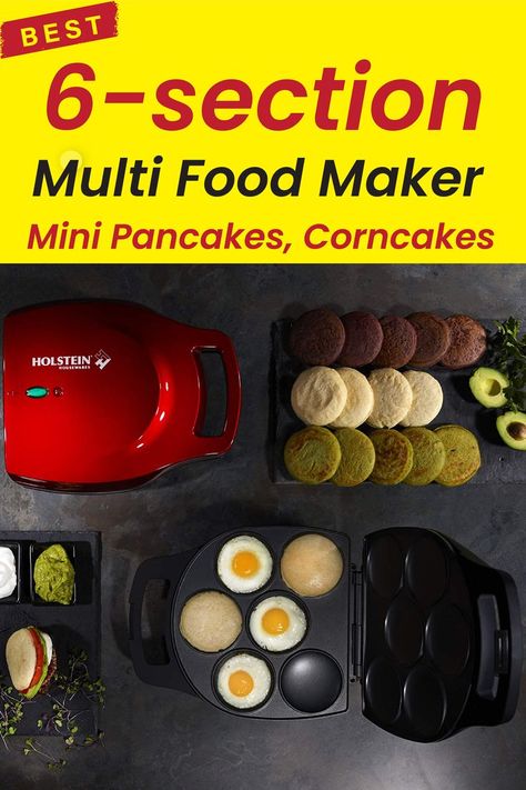 YOUR FAVORITES IN JUST MINUTES: Holstein Housewares Multi-Food Maker allows you to prepare 6 perfectly round and golden arepas, along with pancakes, cookies, corn cakes, mini tortillas and much more! Arepa Maker, Mini Tortillas, Corn Cakes, Coffee Machines, Small Kitchen Appliances, Tortillas, Juicer, Pancakes, Corn