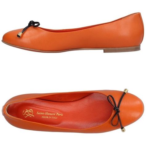 Saint-honoré Paris Souliers Ballet Flats (165 CAD) ❤ liked on Polyvore featuring shoes, flats, orange, bow flats, bow ballet flats, leather flats, leather ballet flats and orange ballet flats Orange Flat Shoes, Orange Ballet Flats, Orange Flats, Leather Ballet Shoes, Shoes Orange, Leather Sole Shoes, Flat Pumps, Ballerina Shoes Flats, Orange Orange