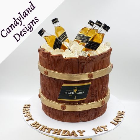 JOHNNY WALKER BLACK LABEL Ice bucket cake #CandylandDesignsCo #customcakes #instacake Johnny Walker Black Label, Ice Bucket Cake, Bucket Cake, Alcohol Birthday Cake, Jack Daniels Cake, Apple Cake Pops, Alcohol Cake, Johnny Walker, Cake Pics