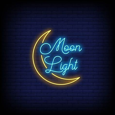 Moon light neon signs style text vector | Premium Vector #Freepik #vector #bar-sign #neon-sign #neon-lamp #neon About Moon, Logo Neon, Neon Moon, Custom Neon Lights, Moon Logo, Set Your Goals, Moon Light, Neon Light Signs, Animal Sketches