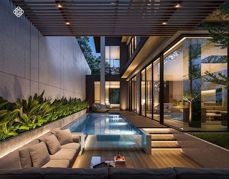 House View, Contemporary Houses, Modern Tropical House, Pool Landscape Design, Best Modern House Design, Casa Exterior, Tropical House, Luxury Pool, Design Exterior