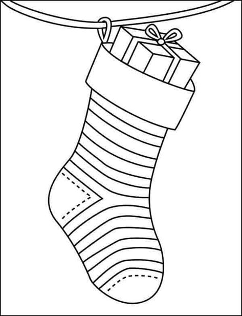 Easy How to Draw a Christmas Stocking Tutorial and Christmas Stocking Coloring Page · Art Projects for Kids Stocking Drawing Ideas, Christmas Socks Drawing, Christmas Stocking Drawing, Stocking Drawing, Stocking Coloring Page, Bujo 2023, Grinch Drawing, Christmas Stocking Tutorial, Socks Drawing