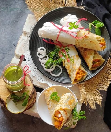 PANEER TIKKA ROLL Yes, it's Paneer Tikka Roll, which is absolutely delicious as the filling is topped on Malabar Parotha, which is made from APF and too much of oil is used to make it crispy & Flaky. So it's utterly yummilicous 😋���😋 Mint dip is spread on the paratha and it is topped with Paneer filling, later on rolled & relished😊😊 without any guilt 😜😜It's absolutely fine sometimes to have unhealthy food that too made at home😜😜 Ingredients: For Paneer Tikka Filling: • Capsicum, Onion Paneer Roll Wraps, Pistachio Ideas, Paneer Kathi Roll, Mint Dip, Sweets Photography, Paneer Tikka, Art Comic, Super Rich, Food Science