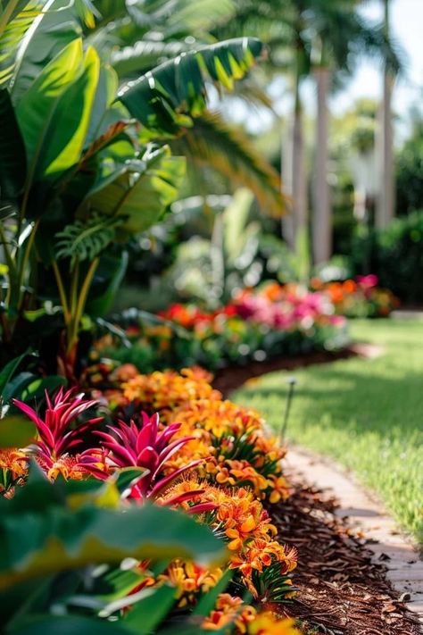 Sun-Kissed Florida Backyard Ideas for Your Home San Francisco Backyard Landscaping, Fl Backyard Ideas, Caribbean Landscaping Ideas, Florida Home Landscaping, Florida Backyard, Florida Tropical Landscaping Ideas, Florida Backyard Landscaping, Florida Garden, Florida Backyard Ideas