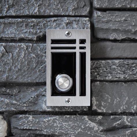 Modern Doorbell with Lighted Button by ModishMetalArt on Etsy https://www.etsy.com/ca/listing/161286134/modern-doorbell-with-lighted-button Modern Doorbell, Doorbell Design, Doorbell Button, Wireless Doorbell, Contemporary Exterior, Estate Logo, Frank Lloyd, Frank Lloyd Wright, Lloyd Wright