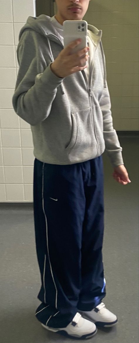 Navy Baggy Pants Outfit, Dark Blue Track Pants Outfit, Blue Adidas Track Pants Outfit, Adidas Sweatpants Outfit Men, Baggy Sweat Pants Outfit, Blue Nike Sweatpants Outfit, Navy Track Pants Outfits, Trackpant Outfit Men, Blue Sweatpants Outfit Men