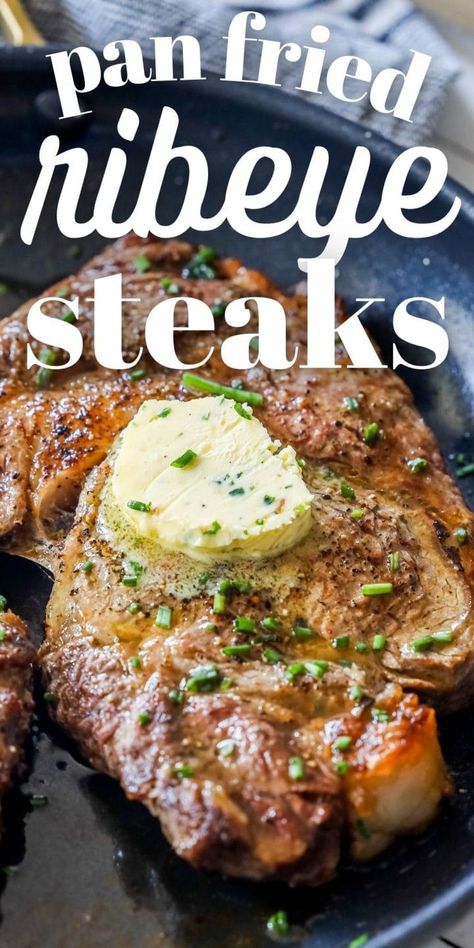 Steak Recipes Pan, Grilled Steak Recipe, Steak Recipes Pan Seared, Steak On Stove, Herbed Butter, Cooking Ribeye Steak, Ribeye Steak Recipes, Rib Steak, Easy Grilling Recipes