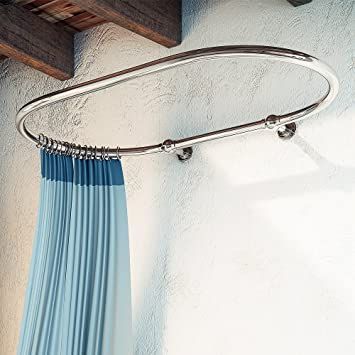 Luxury Oval Shower Curtain Rod/Shower Curtain Rail Heavy Duty Wall Mounted Chrome Finish, 45x25 Inch Round Shower Curtain Rod, Shower Curtain Rail, Luxury Shower Curtain, Diy Shower Curtain, Diy Curtain Rods, Curtains Pictures, Shower Curtain Rod, Decor Ikea, Curtain Rails