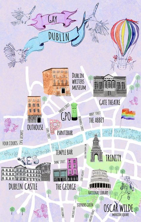 Illustrated Map - Visit Dublin / Failte Ireland on Behance Trinity Dublin, Vacation Map, Dublin Map, Visit Dublin, Ireland Map, Dublin Travel, Dublin Castle, Tourist Map, Dublin City