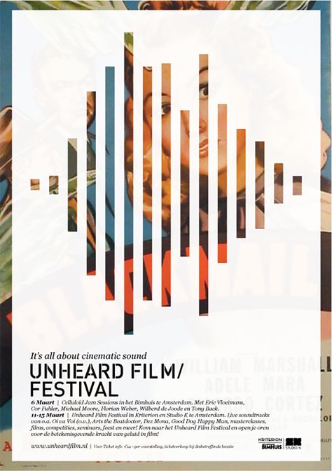 12. Unheard Film Festival Event Flyer Example // New Flyer Design Examples, Templates & Ideas Design De Configuration, Poster Grafico, Posters Inspiration, Museum Branding, Film Festival Poster, Best Posters, Poster Graphic Design, Event Posters, Art Assignments