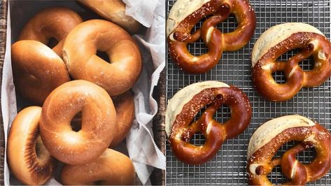 The Difference Between Pretzels And Bagels - Foods Guy How To Make Pretzels, Pretzel Bread, Pretzel Dough, Pretzel Rolls, German Bread, Baking Soda Bath, Homemade Bagels, Recipes Baking, Pretzels Recipe