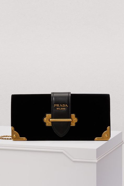 Velvet Clutch - Black - Prada Shoulder bags Clutch Bag Pattern, Prada Clutch, Best Leather Wallet, Colorful Handbags, Velvet Clutch, Prada Shoulder Bag, Perfect Handbag, Classic Handbags, Prada Handbags