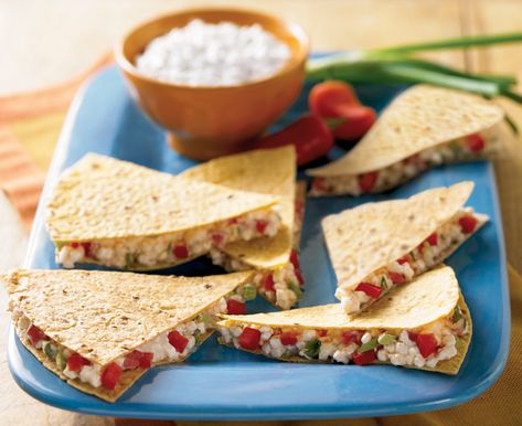 Cottage Quesadillas Recipe Lunch, Chunky Salsa, Cheese Quesadilla, Quesadilla Recipes, Cooking Spray, Monterey Jack, Cheesy Chicken, Pesto Chicken, Flour Tortillas