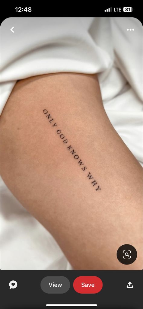 Small Tattoo Ideas For First Tattoo, God Font Tattoo, Always Thank God Tattoo, Promise Word Tattoo, God Is With You Tattoo, Temptation Tattoo Ideas, Saved By God Tattoo, Heaven Can Wait Tattoo, God Gave Me You Tattoo