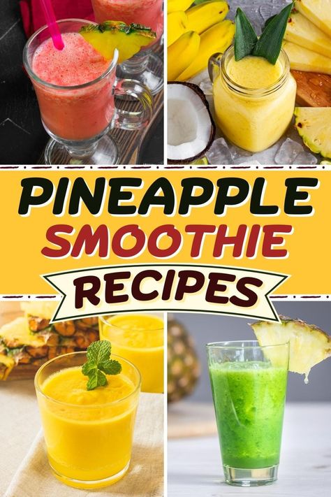 Take your taste buds to the tropics with these easy pineapple smoothie recipes. They're bright, fruity, and just what you need to kickstart your day. Pineapple Smoothie Healthy, Pinapple Smoothie Recipes, Strawberry Pineapple Smoothie, Pineapple Banana Smoothie, Pineapple Smoothie Recipes, Cucumber Smoothie, Detox Smoothie Recipes, Pineapple Recipes, Smoothie Mix