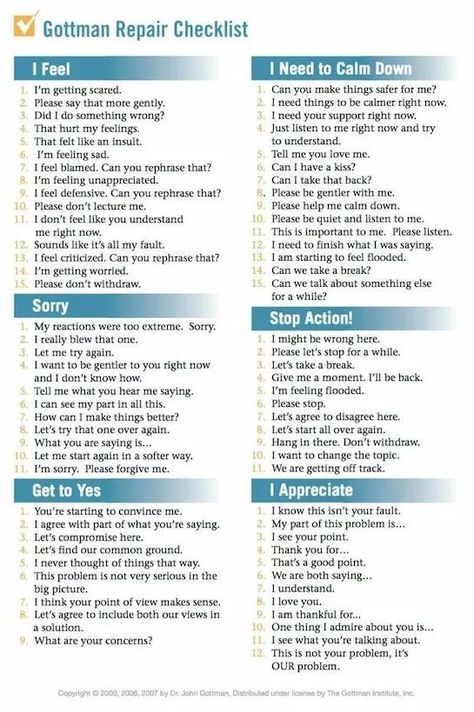 Cbt For Relationships, Cbt For Couples, Dr Gottman Relationships, Gottman Communication, Repair Attempts, Gottman Repair, Gottman Repair Checklist, Emotionally Connected, Making Marriage Work