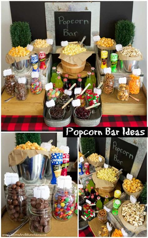 Popcorn Bar Ideas, Backyard Movie Party, Pyjamas Party, Nacho Bar, Buffet Party, Movie Night Birthday Party, Movie Birthday Party, Buffet Ideas, Sleepover Birthday Parties