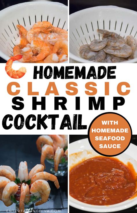 Classic Shrimp Cocktail With Homemade Seafood Sauce | Recipes For A Crowd Shrimp Cocktail For A Crowd, Cocktail For A Crowd, Shrimp Cocktail Recipe, Shrimp Cocktail Sauce, Homemade Cocktail Sauce, Cocktail Shrimp Recipes, Seafood Sauce, Jello Shot, Seafood Restaurants